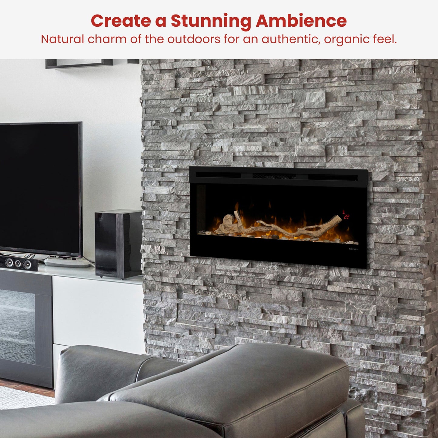 Dimplex 34-inch Linear Fireplace Driftwood and River Rock Accessory Package