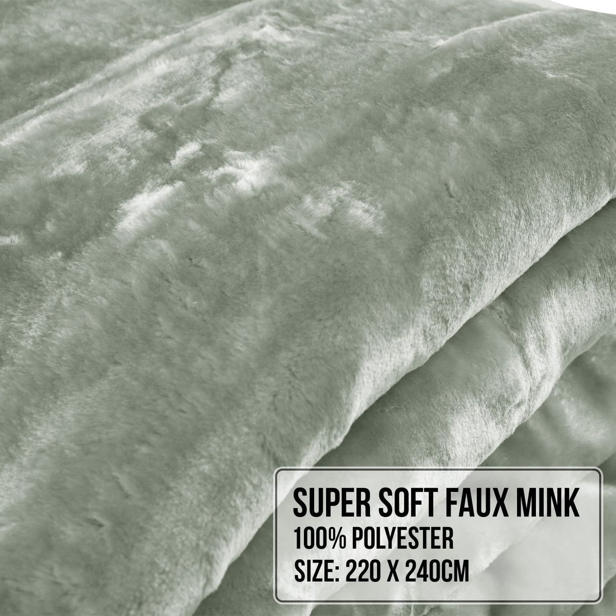 Laura Hill 800-GSM Mink Blanket Queen Size Double-Sided Soft Plush Bed Faux Throw Rug 220 X 240cm Heavy Sage