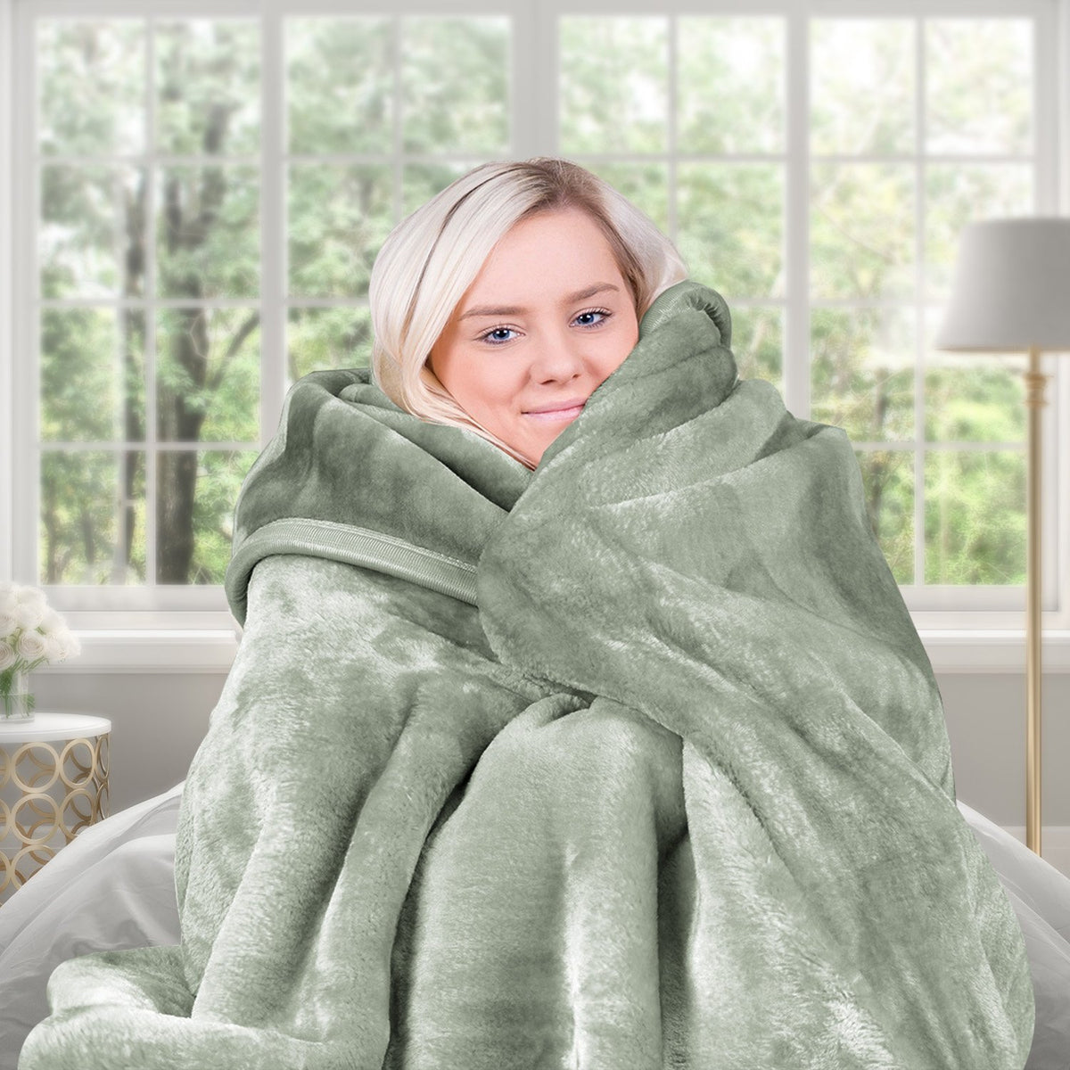 Laura Hill 800-GSM Mink Blanket Queen Size Double-Sided Soft Plush Bed Faux Throw Rug 220 X 240cm Heavy Sage