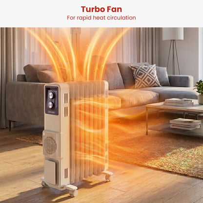Dimplex 2.4kW Oil Column Heater with Turbo Fan 9 Fin Portable Radiator