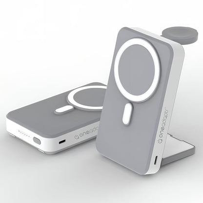 OneAdaptr OneGo Grey 5 in 1 MagSafe Charging Stand Power Bank