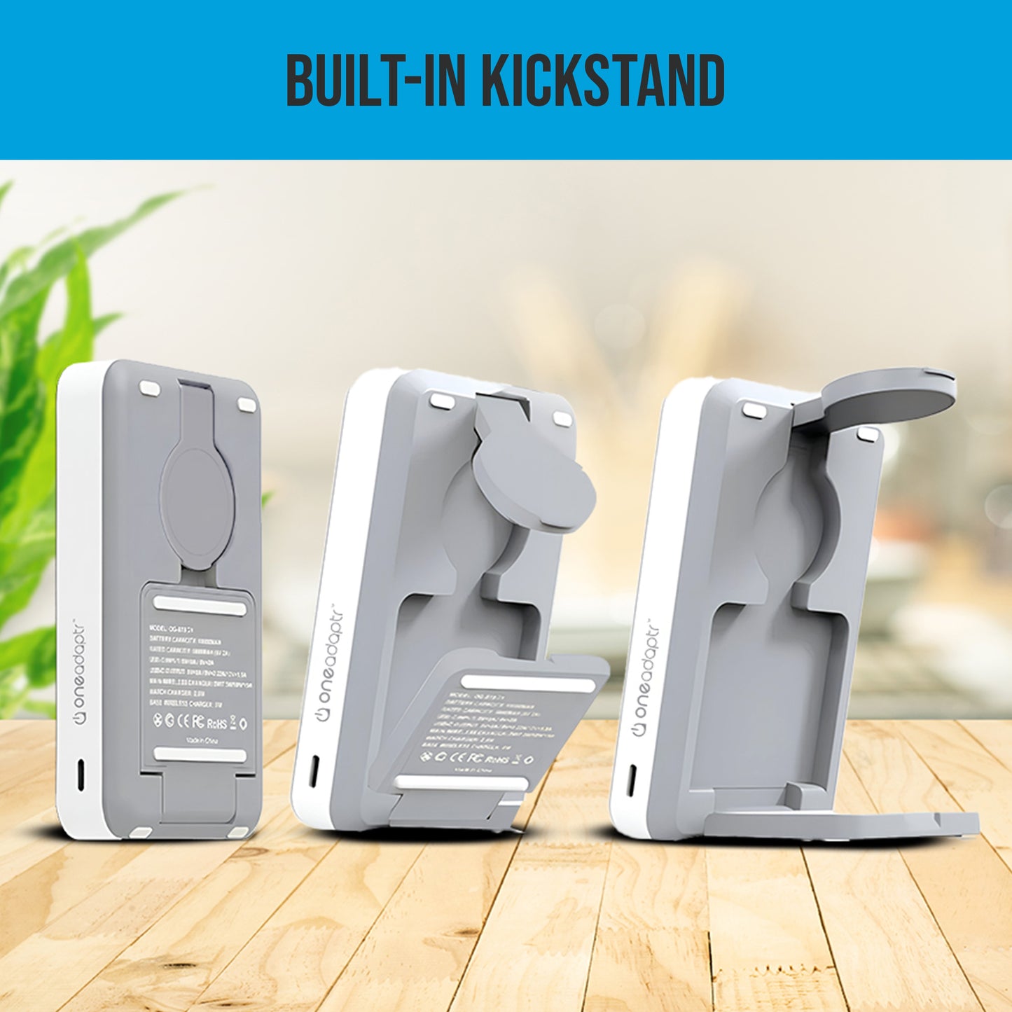 OneAdaptr OneGo Grey 5 in 1 MagSafe Charging Stand Power Bank
