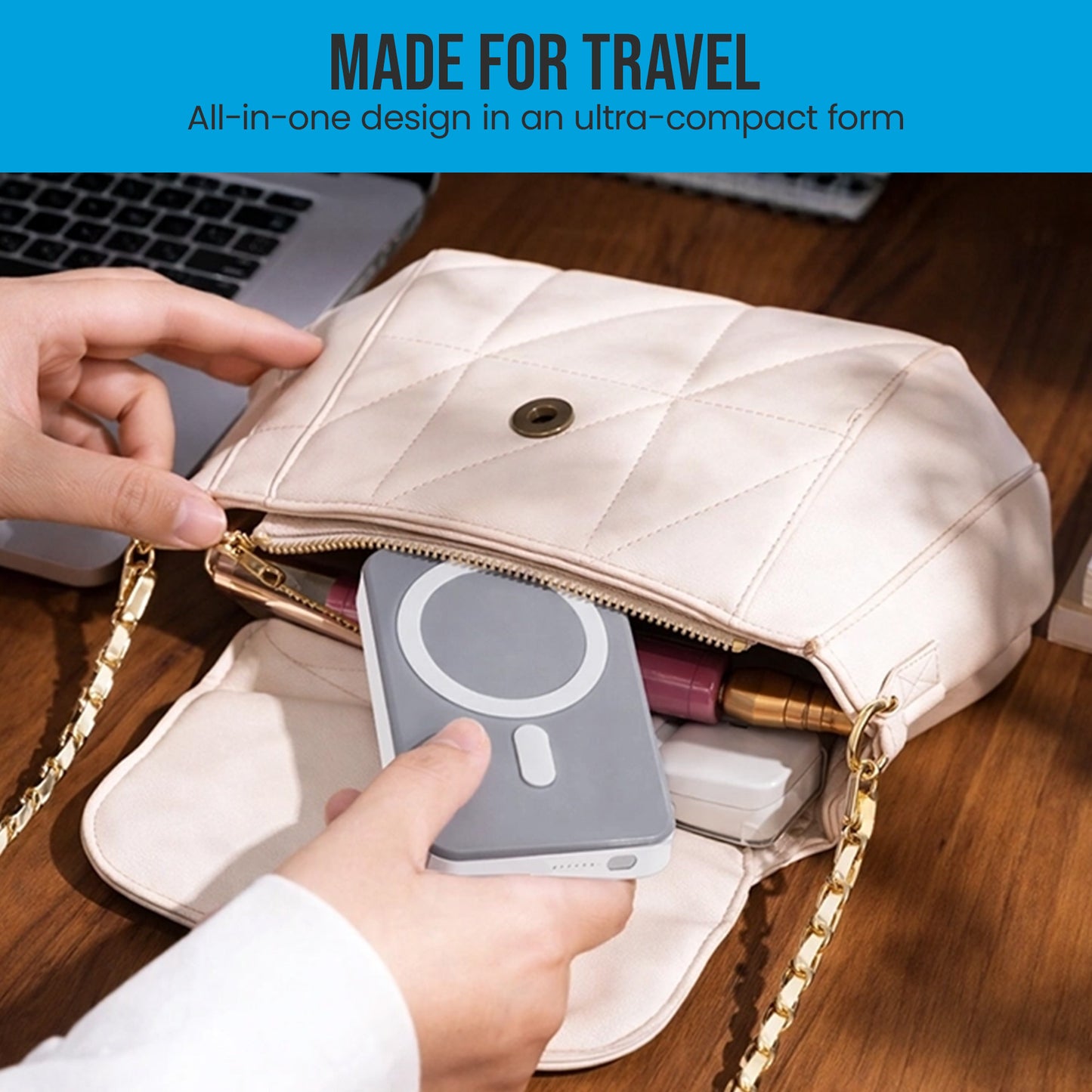 OneAdaptr OneGo Grey 5 in 1 MagSafe Charging Stand Power Bank