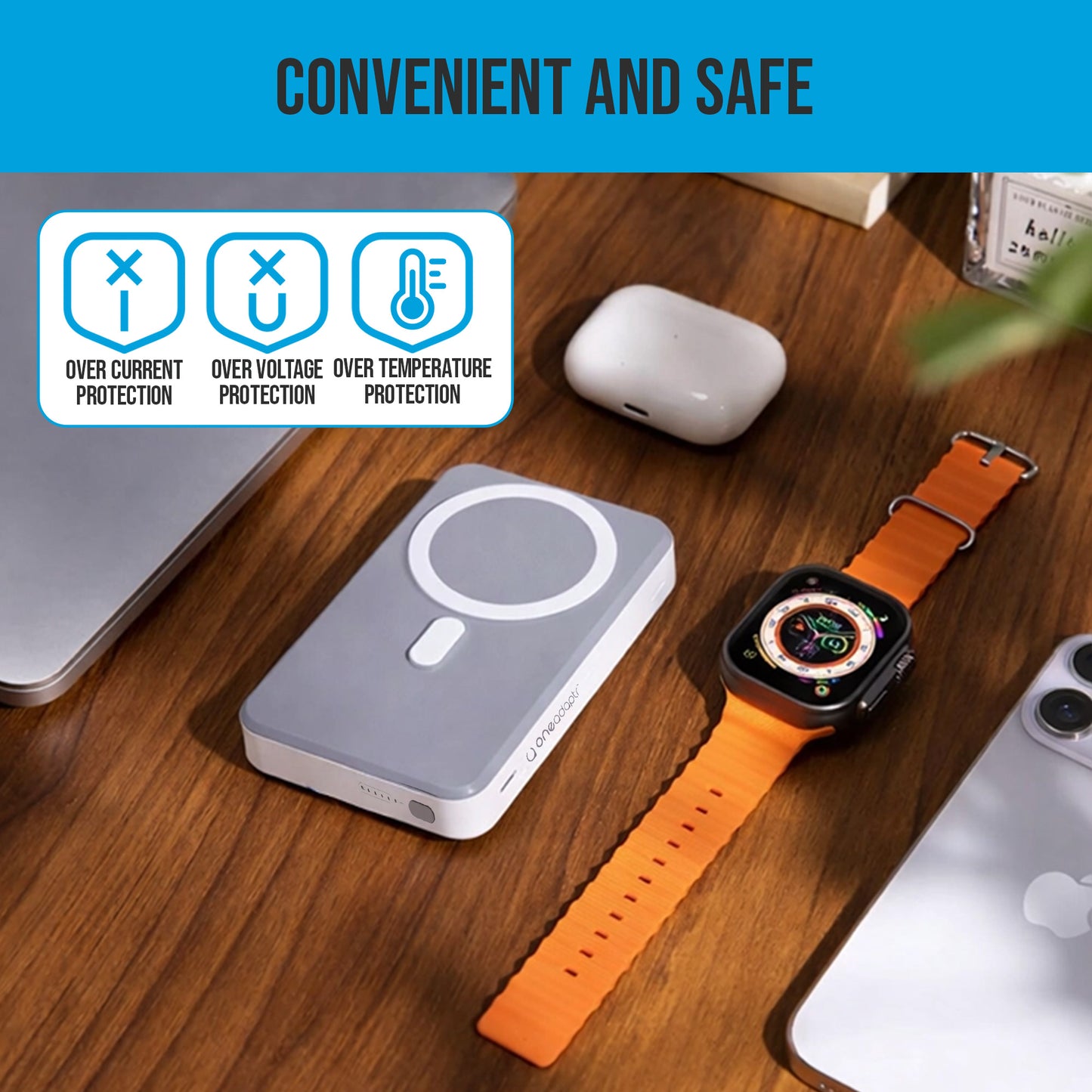 OneAdaptr OneGo Grey 5 in 1 MagSafe Charging Stand Power Bank