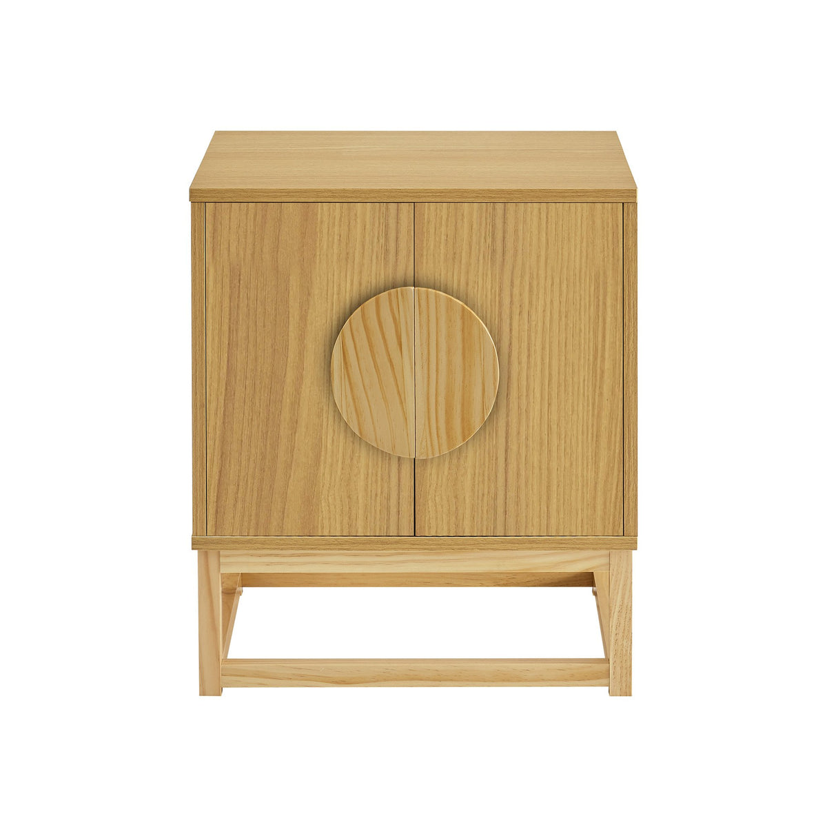 Sarantino Luca Bedside Table Split Door Night Stand - Natural