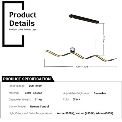 BAMDECOR A2575 Modern Design Linear LED Ceiling Light for Dining Room Office Kitchen Living Room (Black)BAMDECOR A2575 Modern Design Linear LED Ceiling Light for Dining Room Office Kitchen Living Room (Black)