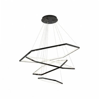 BAMDECOR AD2582/4 Modern LED Chandelier, Hexagonal Rings Ceiling Lighting Contemporary Chandeliers (4 Rings-Black)