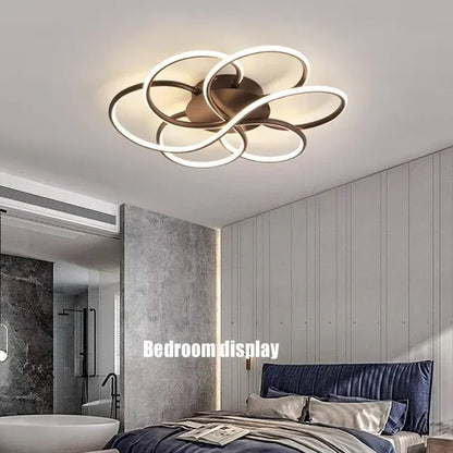 BAMDECOR AD2585 Black Creative Flower Shape Design Ceiling Lamp Acrylic Flush Mount Chandelier