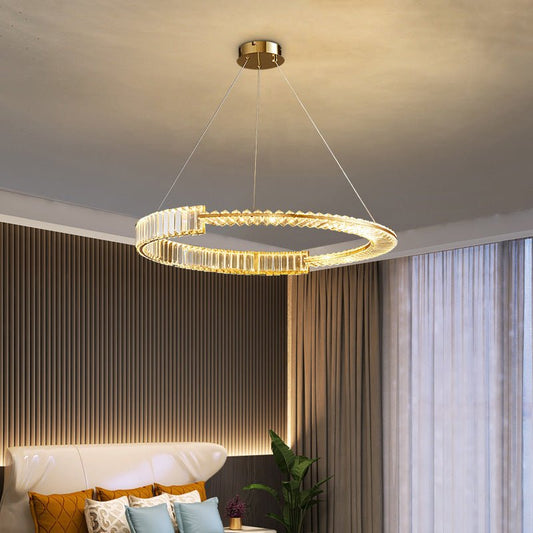 BAMDECOR C3318/1 Modern Crystal Chandeliers Lighting Fixtures Contemporary Round Chandelier Lighting Fixtures Crystal Pendant Ceiling Lights(Gold)