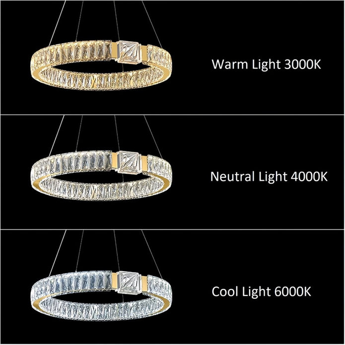 BAMDECOR C3319 Modern Crystal Chandeliers Lighting Fixtures Contemporary Round Chandelier Lighting Fixtures Crystal Pendant Ceiling Lights(Gold-80cm)