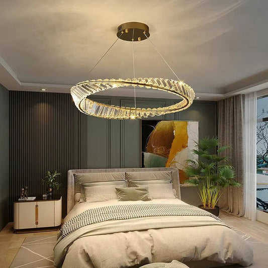 BAMDECOR C3342/1 Modern Crystal Chandeliers Lighting Fixtures Contemporary Wave Chandelier Lighting Fixtures Crystal Pendant Ceiling Lights for Living Room (Gold)