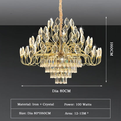 BAMDECOR C3347 Modern Luxury Crystal-leaf Chandelier LED Fashion Creativity Pendant Ceiling Lights(80cm-Gold)
