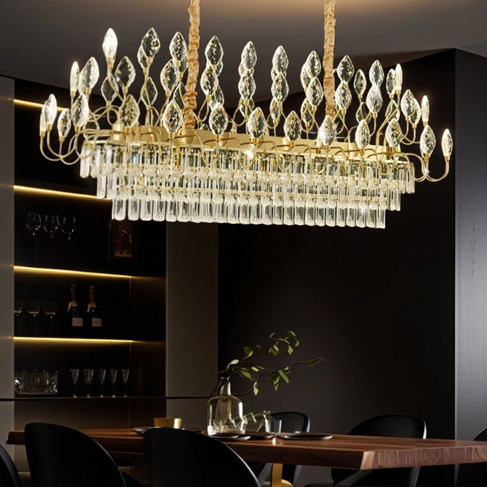 BAMDECOR C3347/OV Modern French Home Decor Luxury Crystal-leaf Chandelier LED Fashion Creativity Pendant Ceiling Lights(100cm-Gold)