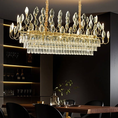 BAMDECOR C3347/OV Modern French Home Decor Luxury Crystal-leaf Chandelier LED Fashion Creativity Pendant Ceiling Lights(100cm-Gold)