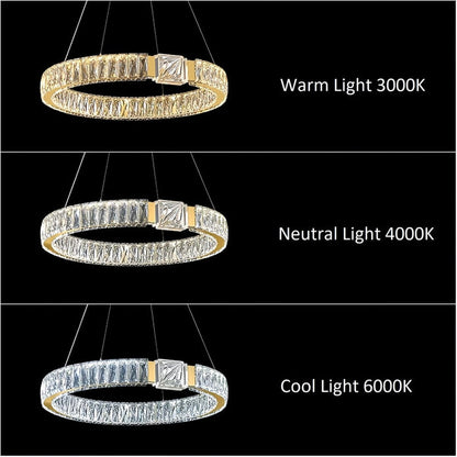 BAMDECOR C3319 Modern Crystal Chandeliers Lighting Fixtures Contemporary Round Chandelier Lighting Fixtures Crystal Pendant Ceiling Lights(Gold-80+60cm)
