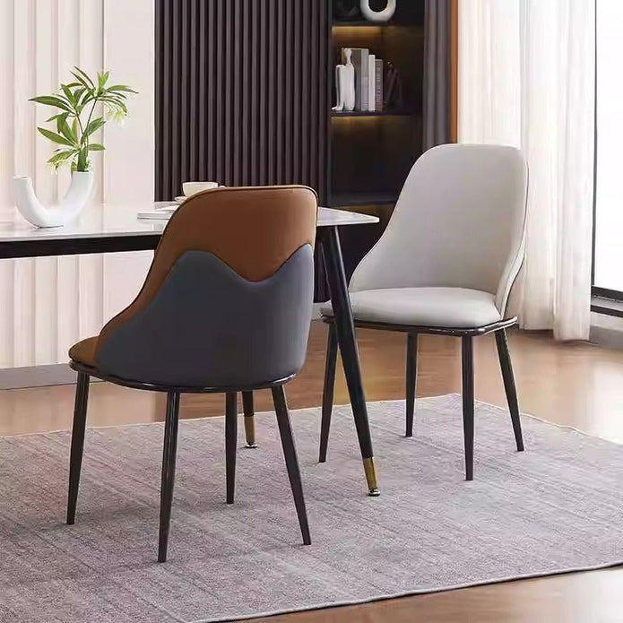 VELLUTO Dining Chair Modern upholstered Leather Kitchen Chairs with armrests Bathtub Chair Leisure Lounge Chair Living Room Bedroom Home Set of 2(Dark Grey)