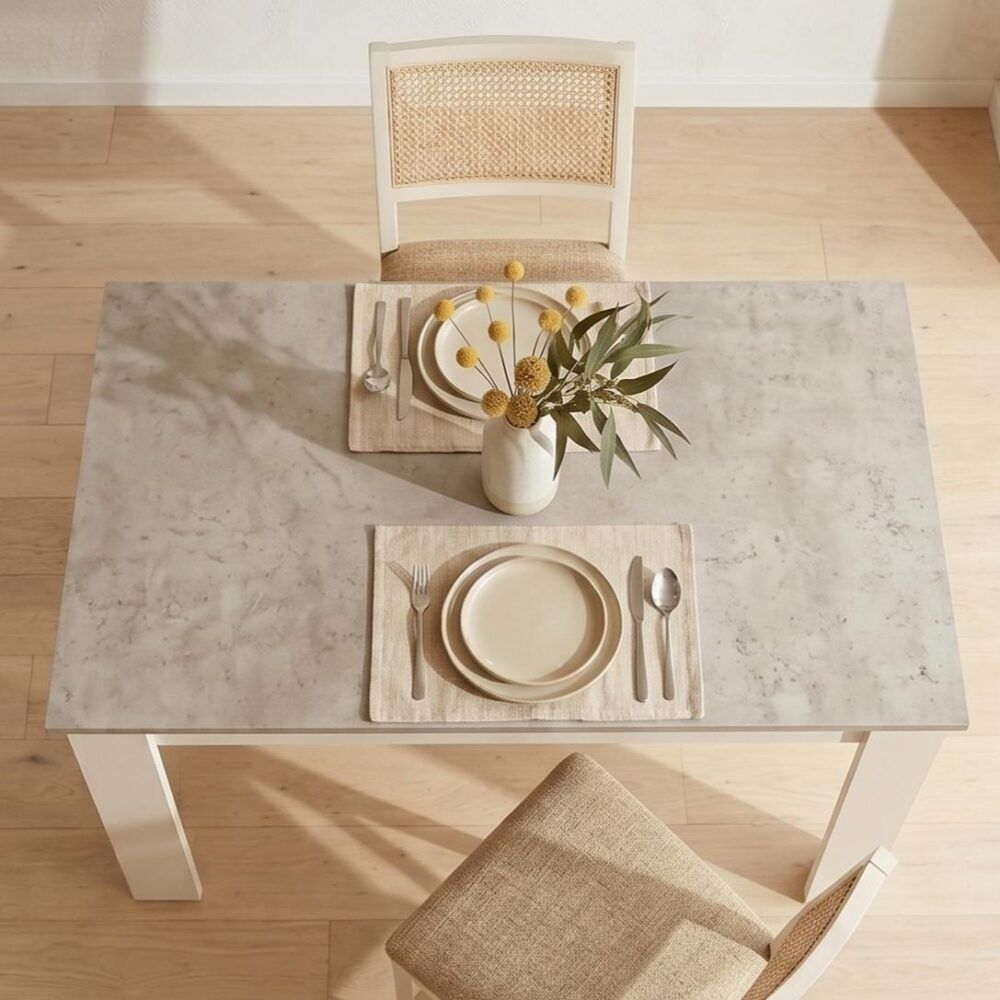 Dining Table Rectangular Wooden 120M-Grey and White