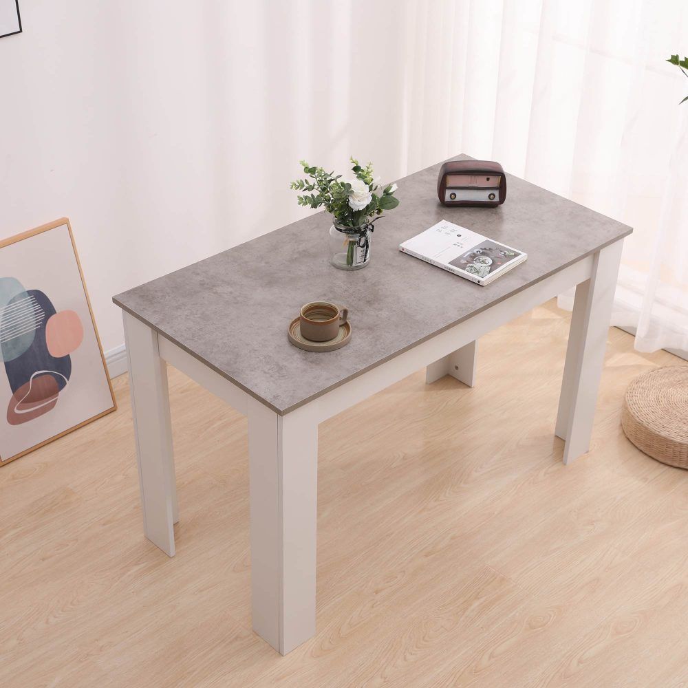 Dining Table Rectangular Wooden 120M-Grey and White