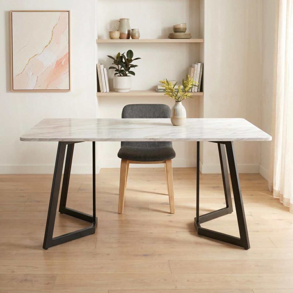 Rectangular Marble-Effect Table