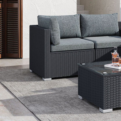 Large Modular Outdoor Ottoman Lounge Set in Black