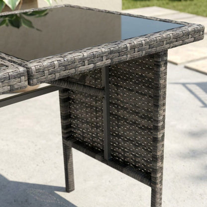 Ella 8-Seater Modular Outdoor Garden Lounge and Dining Set with Table and Stools in Dark Grey Weave