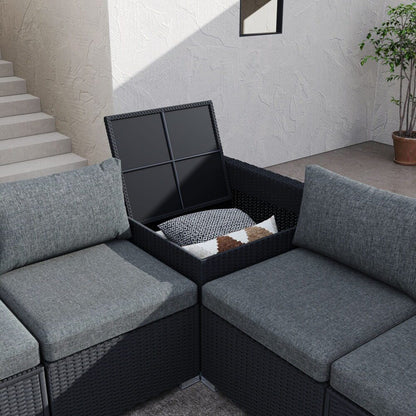 Modular Outdoor Lounge Set-9pcs Sofa, Armchairs and Coffee Table