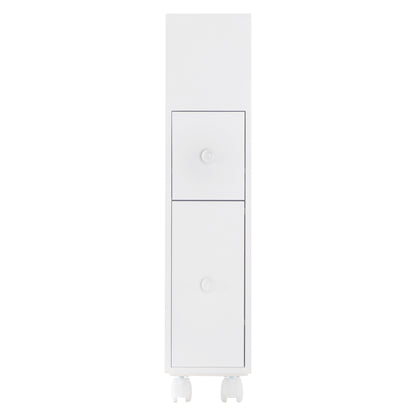 Removable Bathroom Side Cabinet Toilet Caddy with Storage Drawers- White