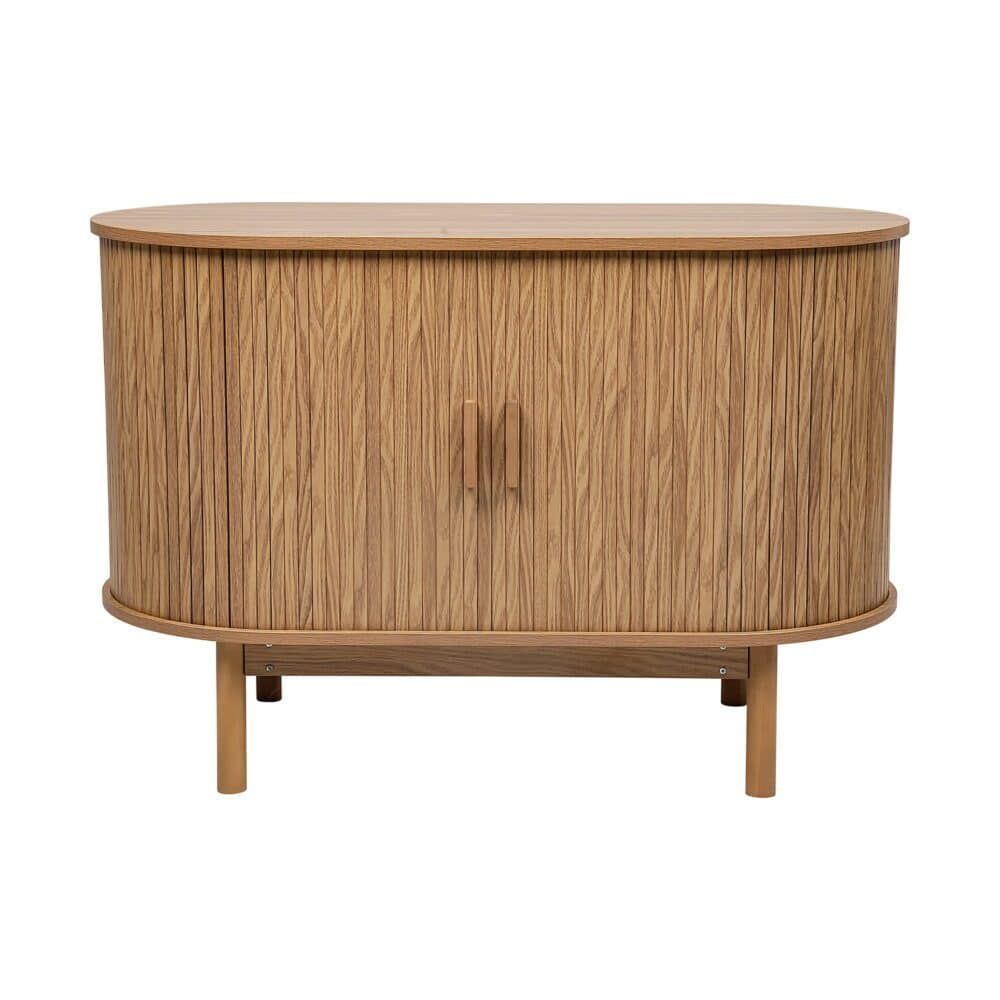 Natural Wood Ribbed Sideboard Cabinet