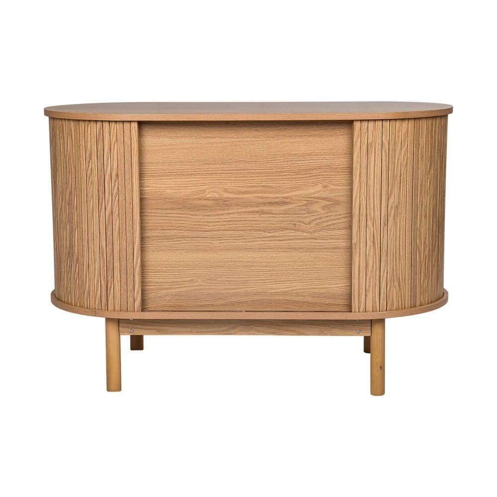 Natural Wood Ribbed Sideboard Cabinet