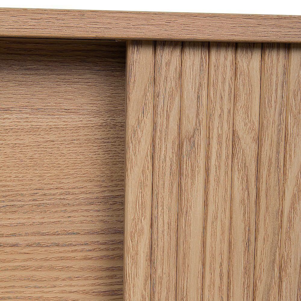Natural Wood Ribbed Sideboard Cabinet