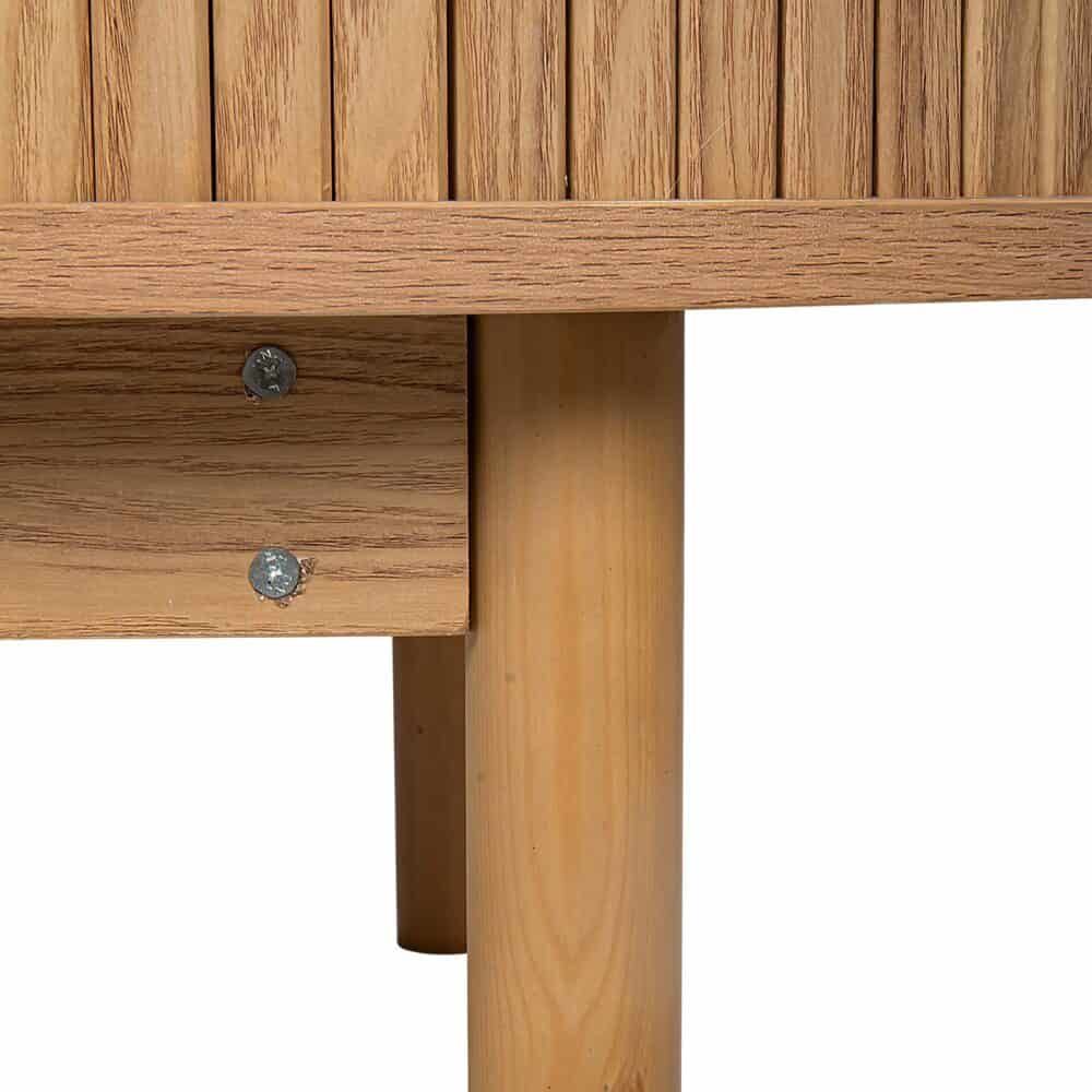 Natural Wood Ribbed Sideboard Cabinet
