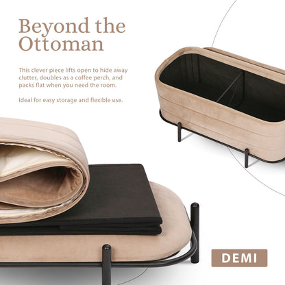 La Bella Coffee Table Storage Ottoman - Velvet Blanket Box Bench DEMI - CAMEL BEIGE