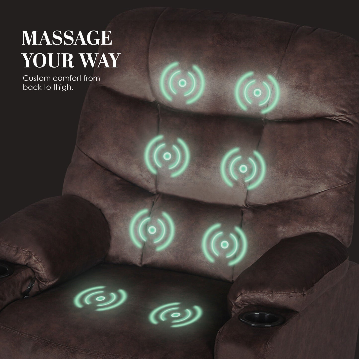 8-Point Electric Massage Recliner Chair - Leathaire Lounge Sofa Armchair AVERY BROWN