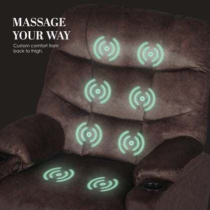 8-Point Electric Massage Recliner Chair - Leathaire Lounge Sofa Armchair AVERY BROWN