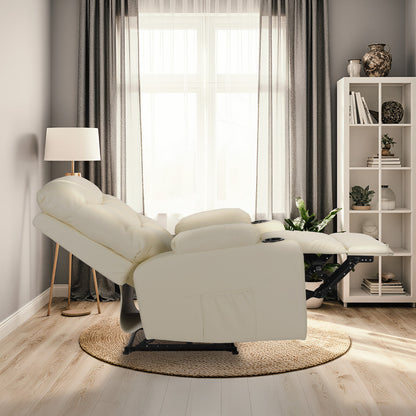 8-Point Electric Massage Recliner Chair - PU Leather Lounge Sofa Armchair ARLEEN BEIGE