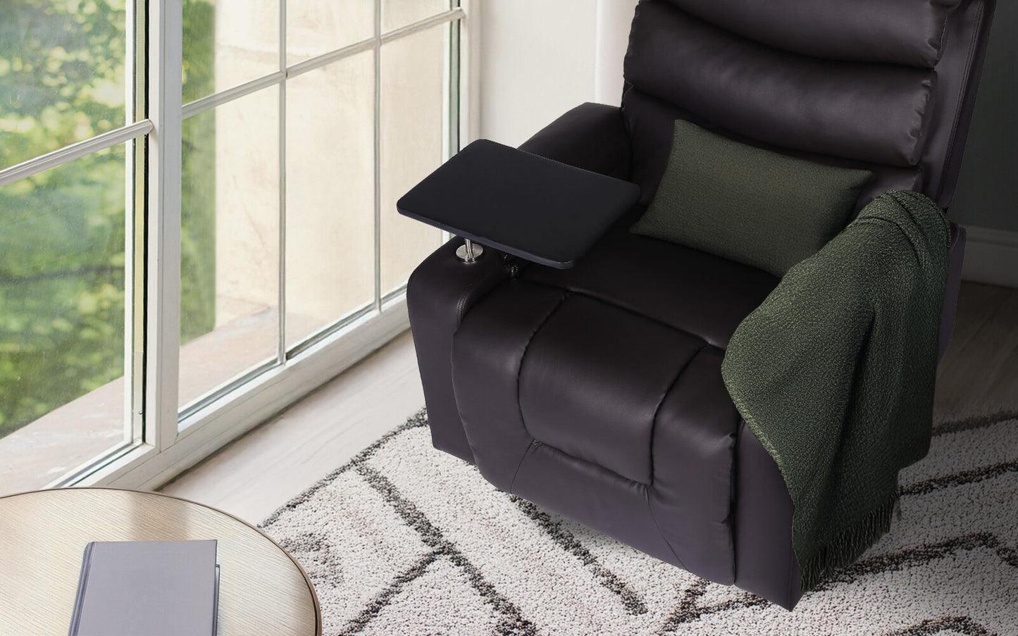 8-Point Electric Massage Recliner Chair - PU Leather Electric Lounge Sofa Armchair HARLOW BROWN