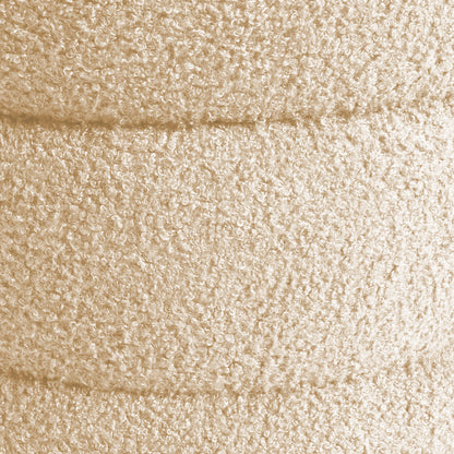 Round Stacked Ottoman Stool Teddy Fleece Fabric Foot Rest 38cm BEIGE