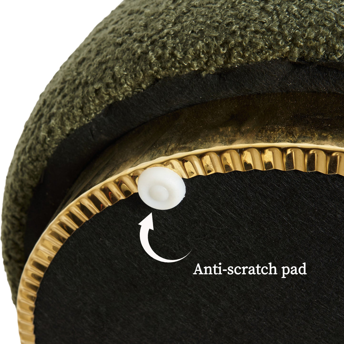 Round Stacked Ottoman Stool Teddy Fleece Fabric Foot Rest 38cm GREEN