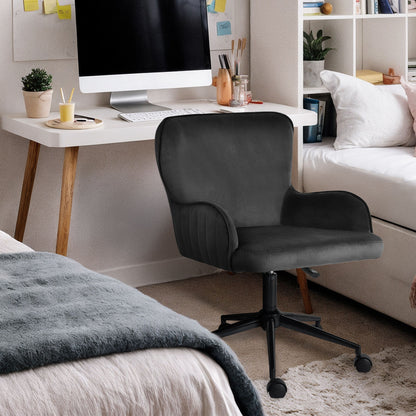 Desk Armchair - Home Office Swivel Chair Adjustable Height Seat PLUME BLACK