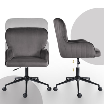 Desk Armchair - Home Office Swivel Chair Adjustable Height Seat PLUME GREY