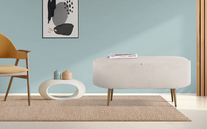 Coffee Table Storage Ottoman - Corduroy Padded Blanket Box Bench ESME CREAM