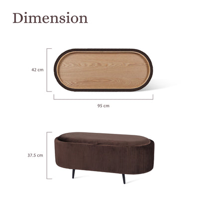 Coffee Table Storage Ottoman - Velvet Padded Blanket Box Bench IRENE BROWN
