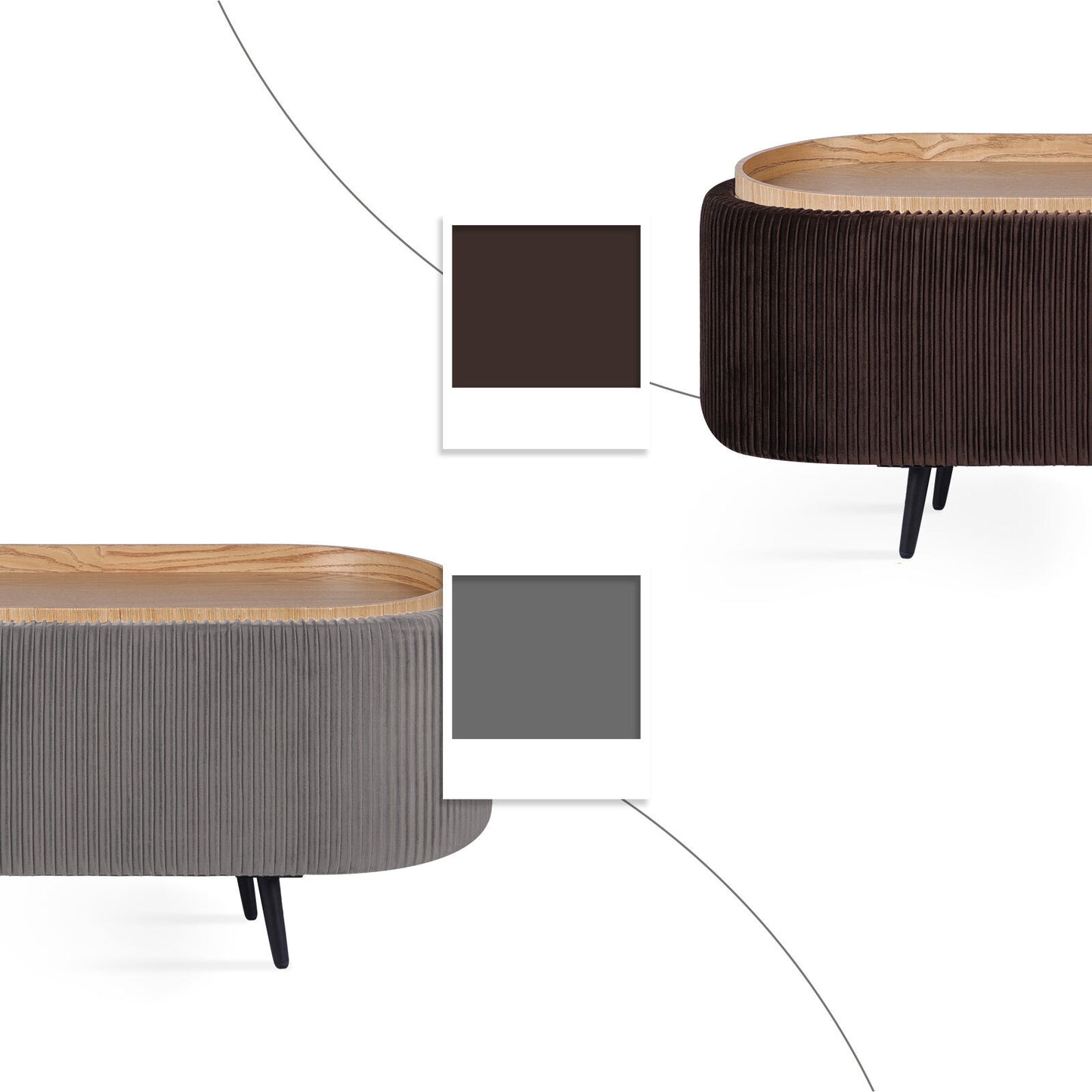Coffee Table Storage Ottoman - Velvet Padded Blanket Box Bench IRENE GREY