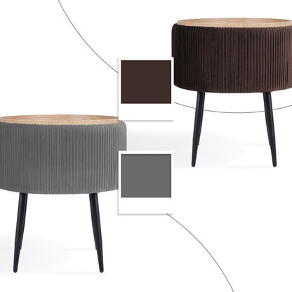 Side Table Storage Ottoman - Velvet Padded Stool Vanity Footstool CLEO GREY