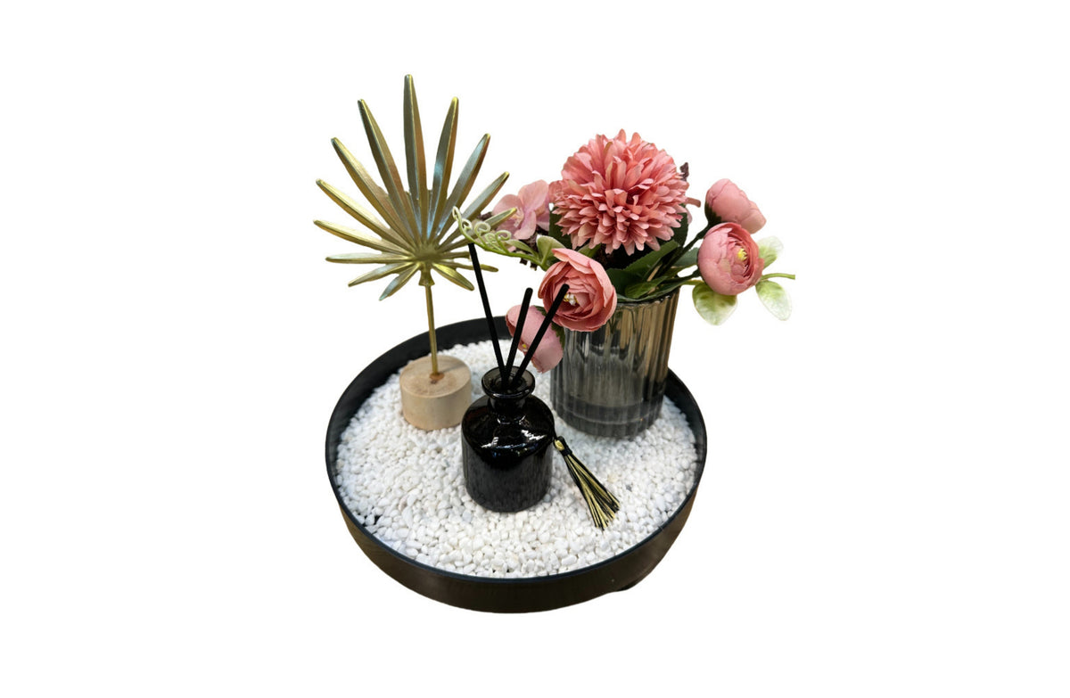 Bloom Flower Tray & Fragrance Diffuser Set - White
