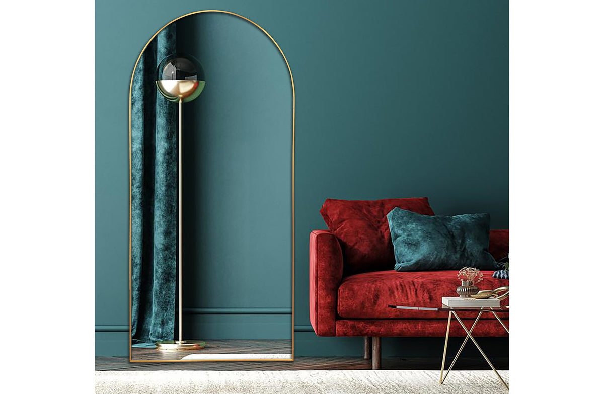 Metal Arch Mirror 80cm x 170cm - Gold
