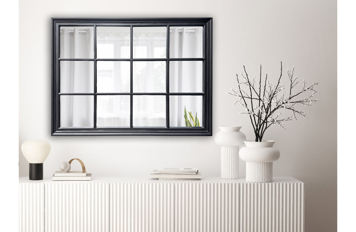 Window Style Mirror - Black Rectangle 95cm x 130cm