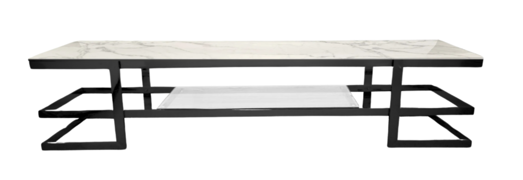 Alexa  Black TV Unit - Clear Glass