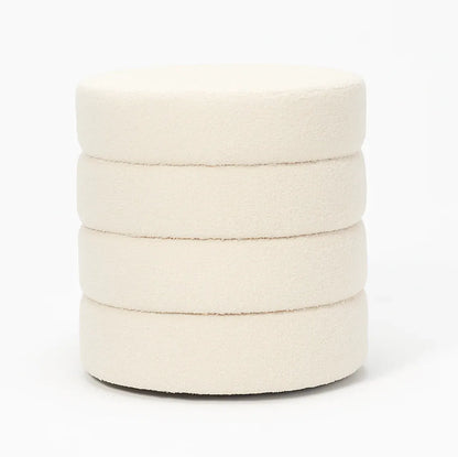 Interior Ave - Cleo White Boucle Ottoman