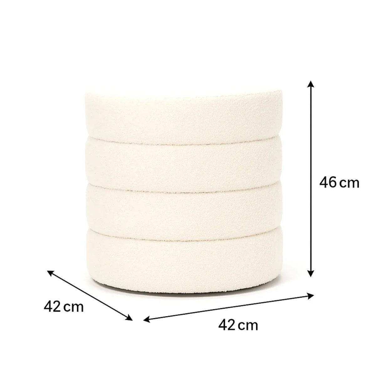 Interior Ave - Cleo White Boucle Ottoman